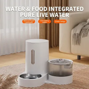 Automatic Pet Feeder And Water Fountain For Cats Dogs Stainless Steel Bowl PP Material Quiet Circulating Filtration
