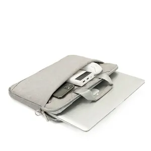 Light grey shockproof laptop shoulder bag with large storage for devices and accessories