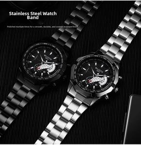 Détail macro de deux montres d'affaires pour hommes avec bracelets en acier et tachymètre