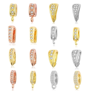 Copper Cubic Zirconia Pendant Bail Connector Gold Plated Micro Pave DIY Necklace Clasp Jewelry Making Findings
