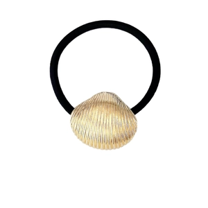 Golden starfish beach style hair tie with high-elasticity black rope for women