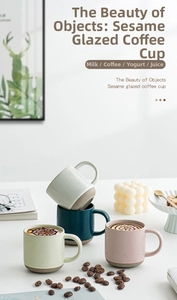 Minimalist Morandi ceramic espresso cups with speckled matte finish and smooth handles