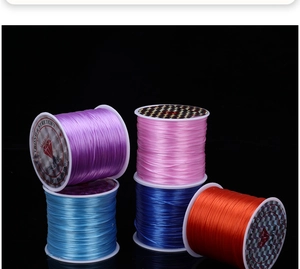 Macro detail of high-strength colorful elastic crystal strings for DIY jewelry beading