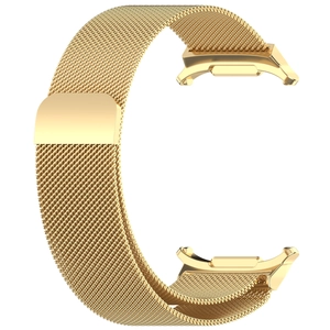 Detalle de correa milanesa magnética de acero inoxidable dorado para Galaxy Watch Ultra