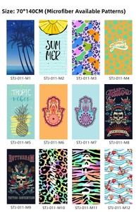 Microfiber beach towel collection in 70x140cm size with twelve vibrant printed patterns