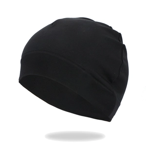 Minimalist black knitted beanie for outdoor sports and winter warmth with ribbed cuff