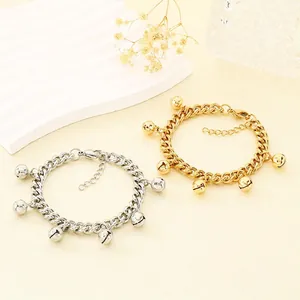 Bell Charm Bracelet Stainless Steel 18K Gold Plated Thick Chain Jewelry Minimalist Simple Fashion Elegant For Women