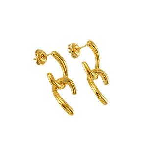Minimalist 18k gold plated stainless steel earrings with abstract knot twist design