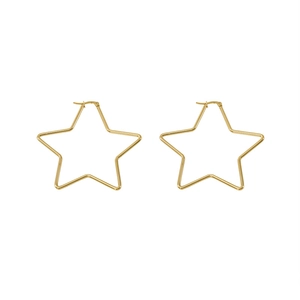 Minimalist gold oversized star shaped hoop earrings in polished stainless steel