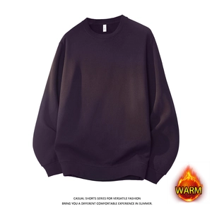 Men's dark purple fleece sweatshirt with crew neck and ribbed cuffs in a relaxed fit