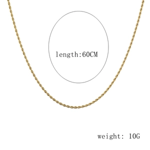 Detailed view of gold rope chain necklace showing 60cm length and 10g weight specifications