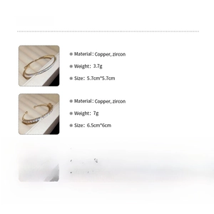 Detail specifications showing copper zircon bangle weight and size measurements