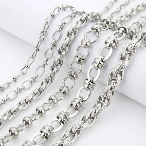 Men's hip-hop stainless steel silver twist chains in various sizes and polished textures