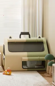 Detail showing a large interior space of a breathable cat delivery room tent