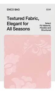 Detail of pink PU leather fabric with delicate floral embossing on a makeup bag