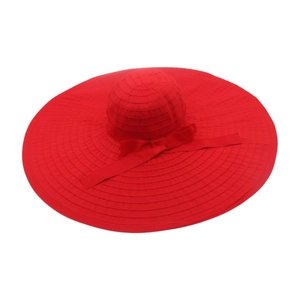 Women Extra Wide Brim Sun Hat Polyester Foldable UV Protection Beach Floppy Hat With Bow Elegant Summer Headwear