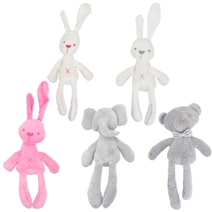 Soft Plush Stuffed Animal Toy Long Legged Bunny Rabbit Elephant Bear Corduroy Soothing Sleep Companion For Baby Infant