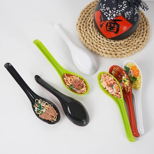 Realistic ramen food model in spoon shape with beef and egg toppings on white desk