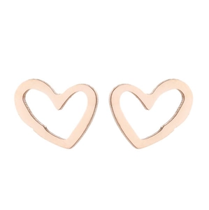 French vintage style hollow heart-shaped stainless steel earrings in rose gold