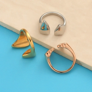 Polished mirror finish stainless steel open rings in gold, silver, and rose gold finishes