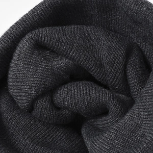 Dark grey double-layer warm knitted beanie with fine texture and thick rolled cuff style