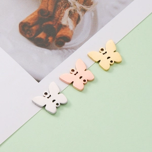 Set of butterfly stainless steel pendants in gold, rose gold and silver mirror finish