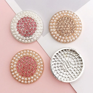 Alloy pearl and rhinestone charms with round patterns and heart star motifs for DIY accessories