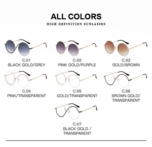 Multiple color variations of irregular metal frame sunglasses with high UV protection