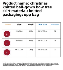 Size and weight specifications for knitted Christmas tree skirts with white pom-poms