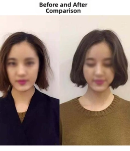 Before and after comparison of hair volume and texture using boar bristle straightener brush