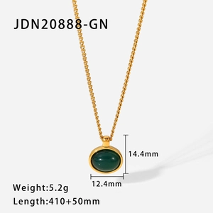 Detailed view showing pendant dimensions of 14.4mm by 12.4mm on a 18K gold plated chain