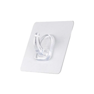 Transparent self-adhesive wall hook with square PVC backing for bathroom and kitchen use