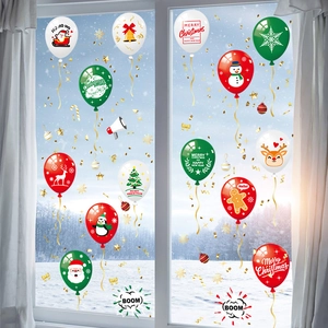 Christmas window stickers with Santa, snowman and reindeer balloon designs for holiday parties