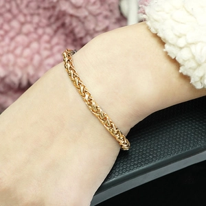 18K gold plated stainless steel dragon bone wheat chain bracelet for men and women