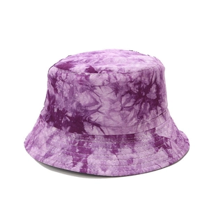 Cappello da pescatore stile street unisex con motivo tie-dye viola in tela