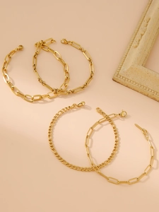 Detail of 4-piece 18k gold plated stainless steel bracelet set with lobster clasps