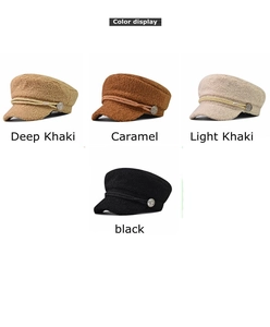 Sherpa newsboy caps in deep khaki, caramel, light khaki and black colors with rope detail