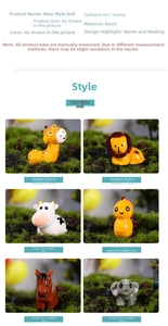 Miniature resin animal figurines set including giraffe and lion for micro landscape decor