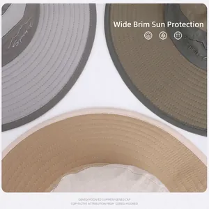 Cappello da sole a tesa larga in grigio scuro, verde oliva e beige per l'escursionismo