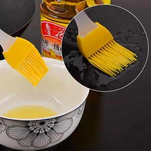 Silicone BBQ brush set with yellow heat-resistant bristles and translucent handle