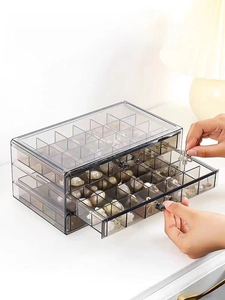 Three-layer clear acrylic jewelry storage box with drawers for rings and earrings