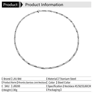 Collier minimaliste en acier inoxydable à mailles losanges pour hommes et femmes fini poli