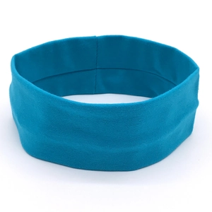 Teal elastic yoga headband for fitness and running with wide non-slip moisture wicking design