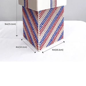 Detailed size specifications for the rhinestone rainbow cube evening bag showing 4x9 inches