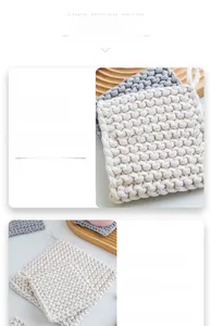 Detail of thick cotton rope weave coaster with spiral texture and hanging loop