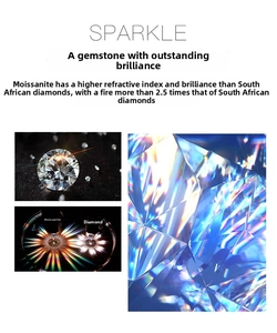 Macro detail showing high refractive index and sparkle of round cut moissanite stone