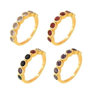 Eleganti anelli in acciaio inossidabile placcati oro 18K con zirconi colorati intarsiati
