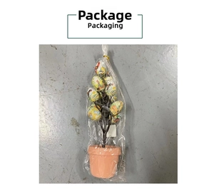 Árbol decorativo de huevos de Pascua en maceta rosa con embalaje transparente