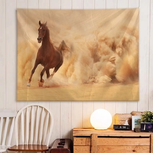 Gallopierende Pferde Wandteppich Polyester Stoff Künstlerische Landschaft Ölgemälde Dekor Für Schlafzimmer Wohnzimmer Wohnheim