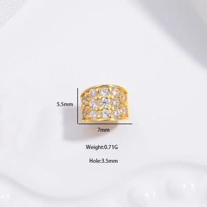 S925 silver gold-plated barrel bead charm with zircon inlays for DIY jewelry making